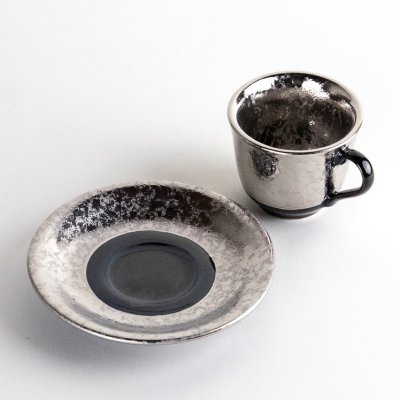 Photo4: Demitasse Cup and Saucer Fuki Silver