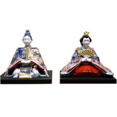 [Made in Japan] Ko-imari style Suwari Hina doll (a doll displayed at the Girls' Festival)