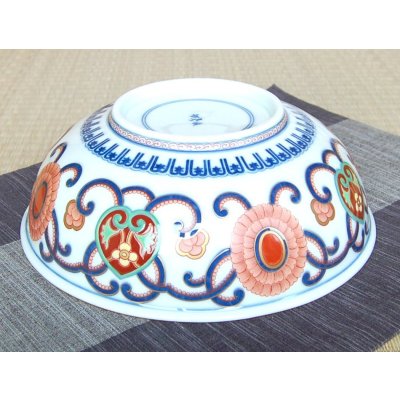 Photo4: Large Bowl (24.8cm) Somenishiki araiso-mon (Red)