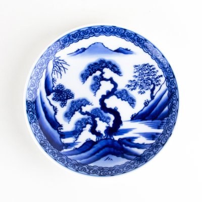 Photo1: Medium Plate Landscape Sansui (15.4 cm/6.1 in)