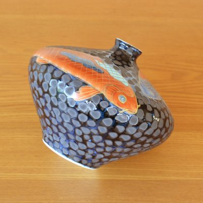Photo7: Vase Small Tetsuyu koi-e Carp | Fujii Kinsai's work