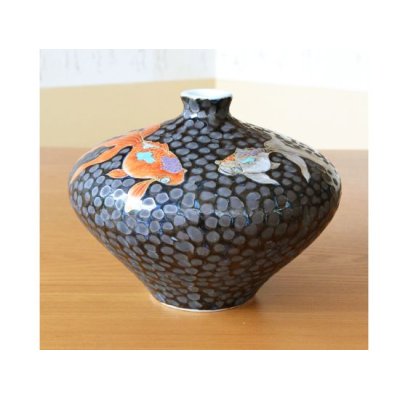 Photo1: Vase Small Tetsuyu kingyo-e Goldfish
