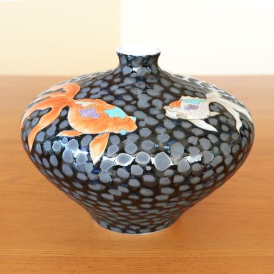 Photo2: Vase Small Tetsuyu kingyo-e Goldfish