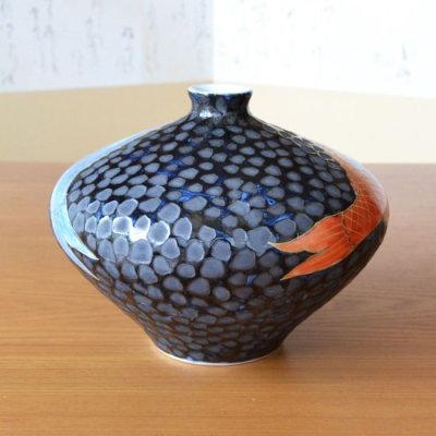 Photo3: Vase Small Tetsuyu koi-e Carp