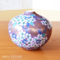 Vase Small Murasaki kinsai sakura-e Purple cherry blossoms