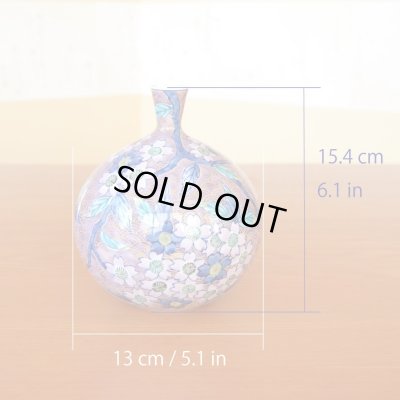 Photo7: Small Vase Sakura Cherry Blossoms Purple | Fujii Kinsai's work