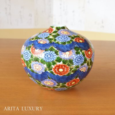 Photo1: Small Vase Some-Nishiki Kiku Chrysanthemum flower | Fujii Kinsai's work