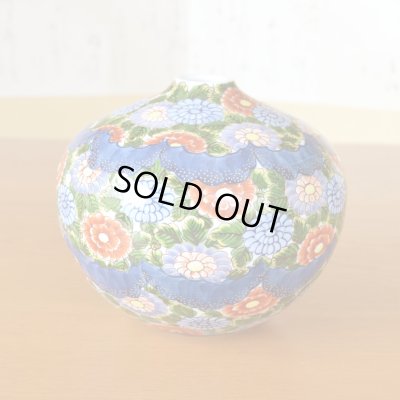 Photo2: Small Vase Some-Nishiki Kiku Chrysanthemum flower | Fujii Kinsai's work