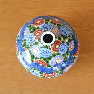 Photo3: Small Vase Some-Nishiki Kiku Chrysanthemum flower | Fujii Kinsai's work