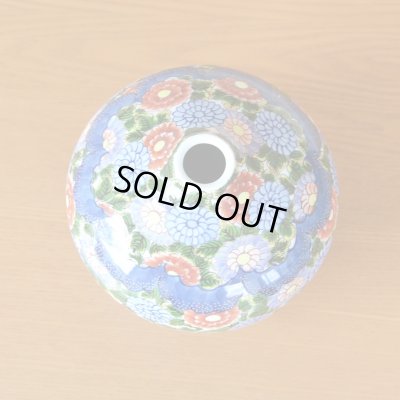 Photo3: Small Vase Some-Nishiki Kiku Chrysanthemum flower | Fujii Kinsai's work