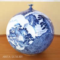 Sometsuke Tako-Karakusa Sansui Large Vase by Kinsai Fujii