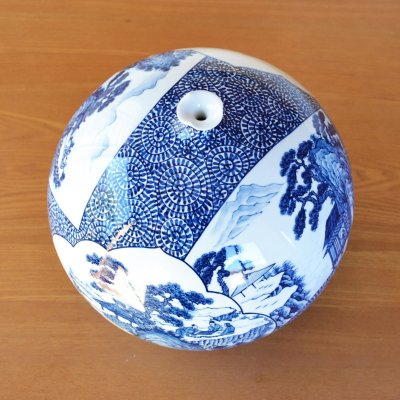 Photo6: Sometsuke Tako-Karakusa Sansui Large Vase by Kinsai Fujii