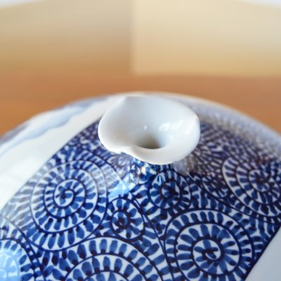 Photo8: Sometsuke Tako-Karakusa Sansui Large Vase by Kinsai Fujii