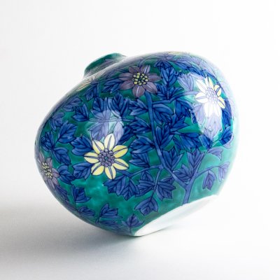 Photo3: Somenishiki Chrysanthemum Small Vase by Kinsai Fujii