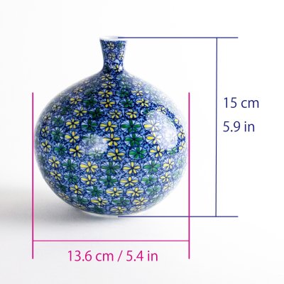 Photo5: Somenishiki Small Flower Pattern Small Vase by Kinsai Fujii