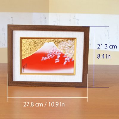 Photo4: Wall Decoration (S) Mt. Fuji and Sakura Cherry blossom | Kinryugama Kiln work