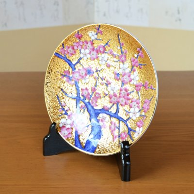 Photo2: Decorative Plate 16.6cm Kinsai Ume Plum tree | Kinryugama Kiln work