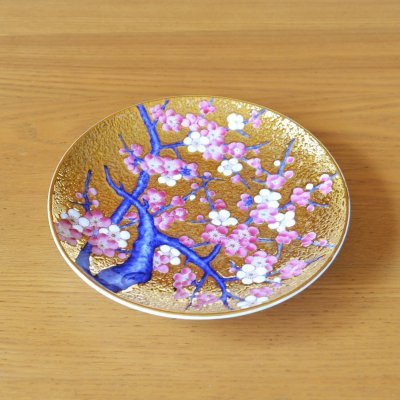 Photo4: Decorative Plate 16.6cm Kinsai Ume Plum tree | Kinryugama Kiln work