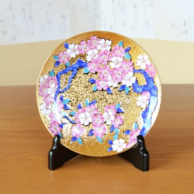 Photo1: Decorative Plate 16.6cm Kinsai Sakura Cherry blossom | Kinryugama Kiln work