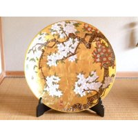 Decorative Plate Kinpaku zakura Cherry blossoms with gold leaf (45cm/17.7in)