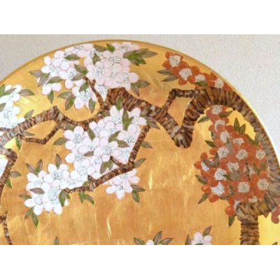 Photo2: Decorative Plate Kinpaku zakura Cherry blossoms with gold leaf (45cm/17.7in)