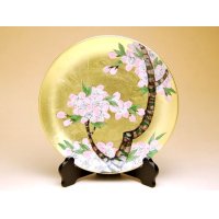 Decorative Plate with Stand (19cm) Kinrante Sakura (Small)