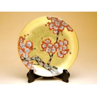 Decorative Plate with Stand (19cm) Kinrante Ume (Small)