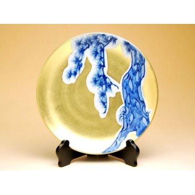 [Made in Japan] Kinrante Matsu (Small) Ornamental plate（19cm）