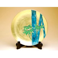 Decorative Plate Kinpaku dake Bamboo with gold leaf (19cm/7.4in)