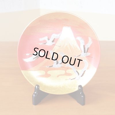 Photo2: Mt.Fuji and Cranes Gold Leaf Decorative Plate 19cm | Tatsuro Ono's  work in Kozan Kiln