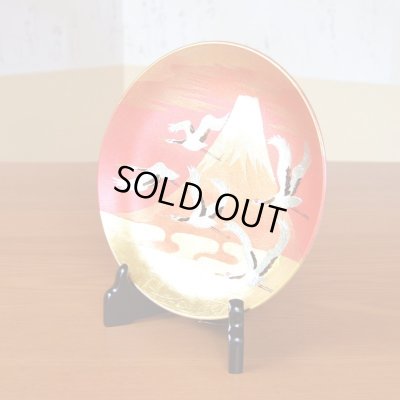 Photo3: Mt.Fuji and Cranes Gold Leaf Decorative Plate 19cm | Tatsuro Ono's  work in Kozan Kiln