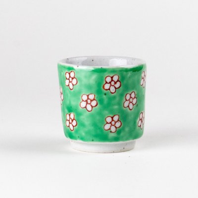 Photo1: Sake Cup Green noume Green plum blossom (6cm/2.3in)