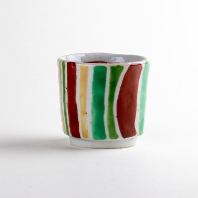 Photo1: Sake Cup Akae tokusa Striped pattern (6cm/2.3in)