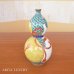 Photo1: Vase Gourd Shape Green Seigaiha (blue ocean wave pattern) and Gourd design | Fukuji Kitamura Traditional Craftsperson work (1)