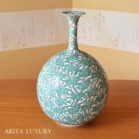 Large Vase Green Paulownia leaves | Fukuji Kitamura Traditional Craftsperson work