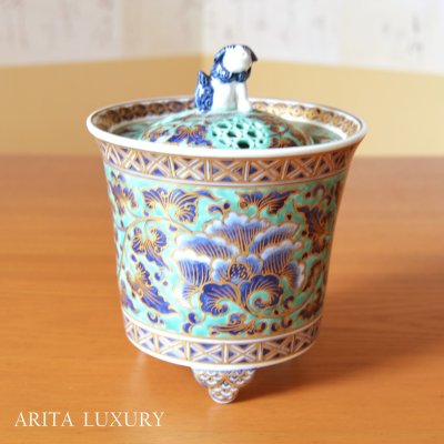 Photo1: Incense burner Karakusa-Shishi | Fukuji Kitamura Traditional Craftsperson work