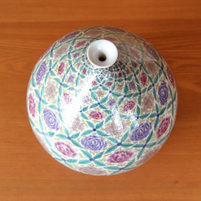 Photo2: Vase Somenishiki Botan Peony flower | Fukuji Kitamura Traditional Craftsperson work