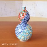 Vase Gourd Shape Cherry blossoms, Bamboo leaves, and Plum blossoms | Fukuji Kitamura Traditional Craftsperson work