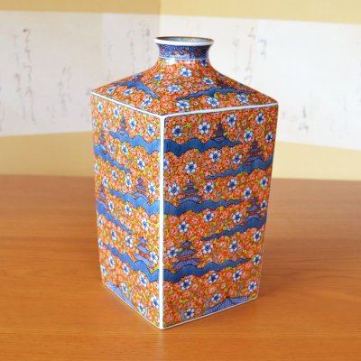 Photo3: Square Vase Somenishiki Ouraku Sakura | Kousai Kasahara Traditional Craftsperson work