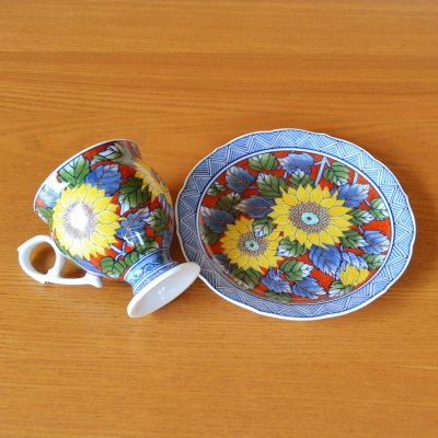 Photo4: Coffee Cup and Saucer Himawari Sunflower | Kousai Kasahara Traditional Craftsperson work
