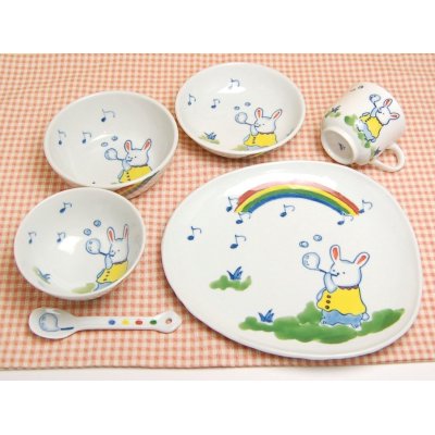 [Made in Japan] <Child tableware>Soap bubble whole set (6 pieces)