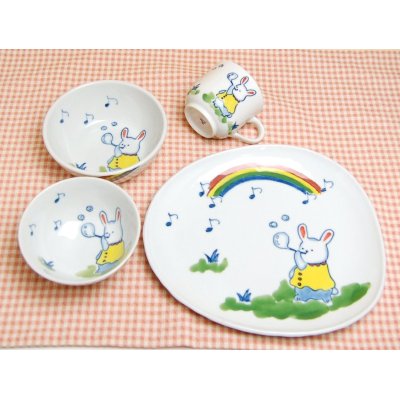 [Made in Japan] <Child tableware>Soap bubble half set (4 pieces)