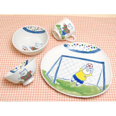 [Made in Japan] <Child tableware>Soccer half set (4 pieces)