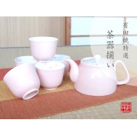 Tea set for Green Tea 1 pc Teapot and 5 pcs Cups Pink flower