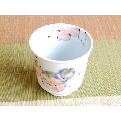 Photo3: Hana mubyo (Red) Japanese green tea cup