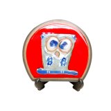 Small Decorative Plate Ai fukurou Owl (Red)