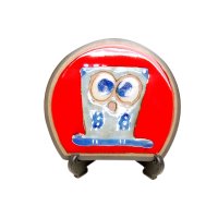 Small Decorative Plate Ai fukurou Owl (Red)