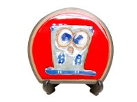 Small Decorative Plate Ai fukurou Owl (Red)