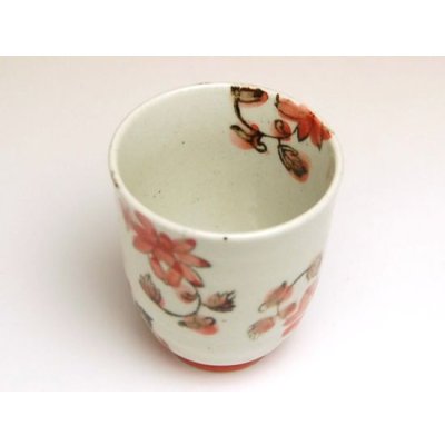 Photo3: Yunomi Tea Cup for Green Tea Saika karakusa (Red)