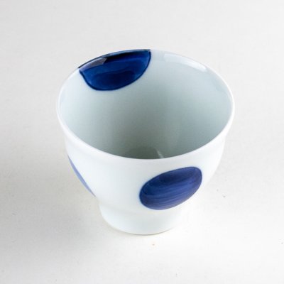 Photo2: Yunomi Tea Cup for Green Tea Nisai marumon Blue Polka dots